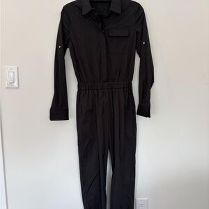 Theory Black Long Sleeve Utility Jumpsuit